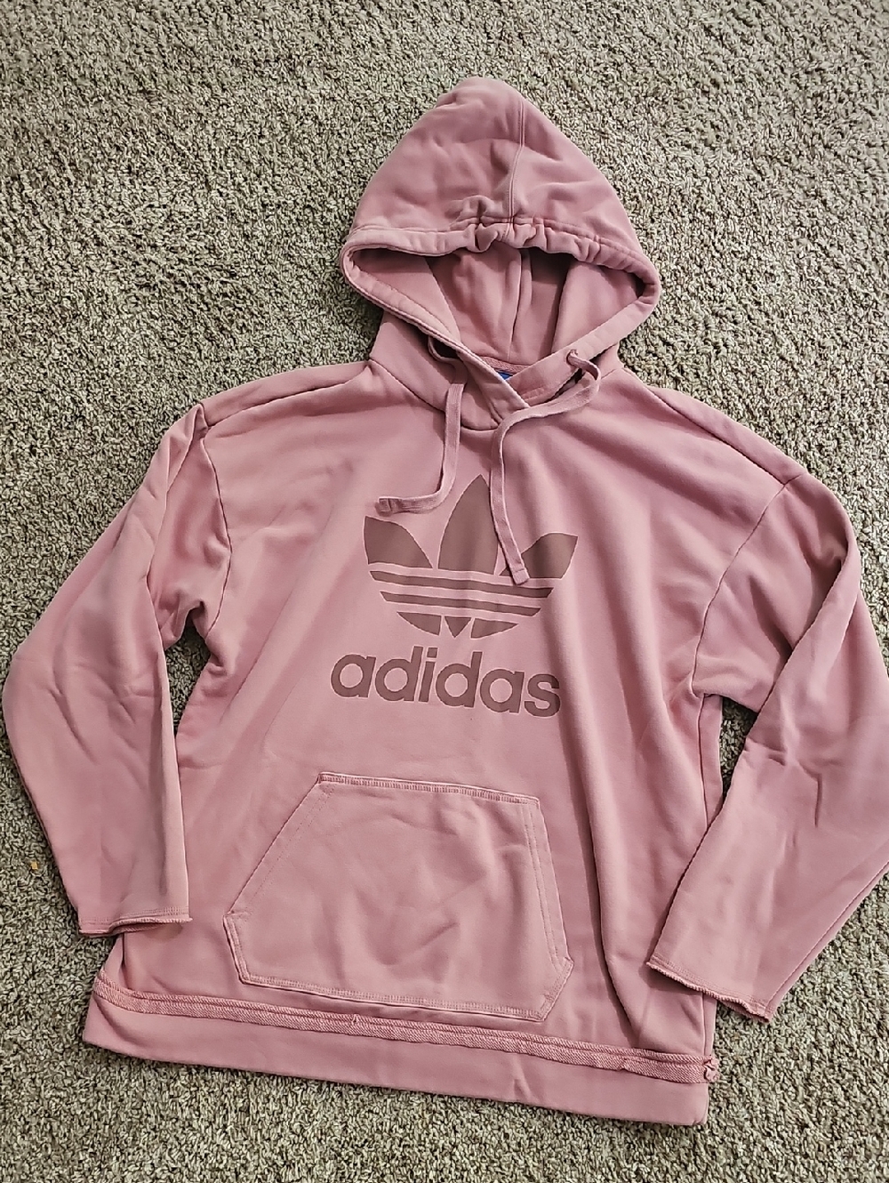 Oversized adidas Trefoil Hoodie in Dusty Rose